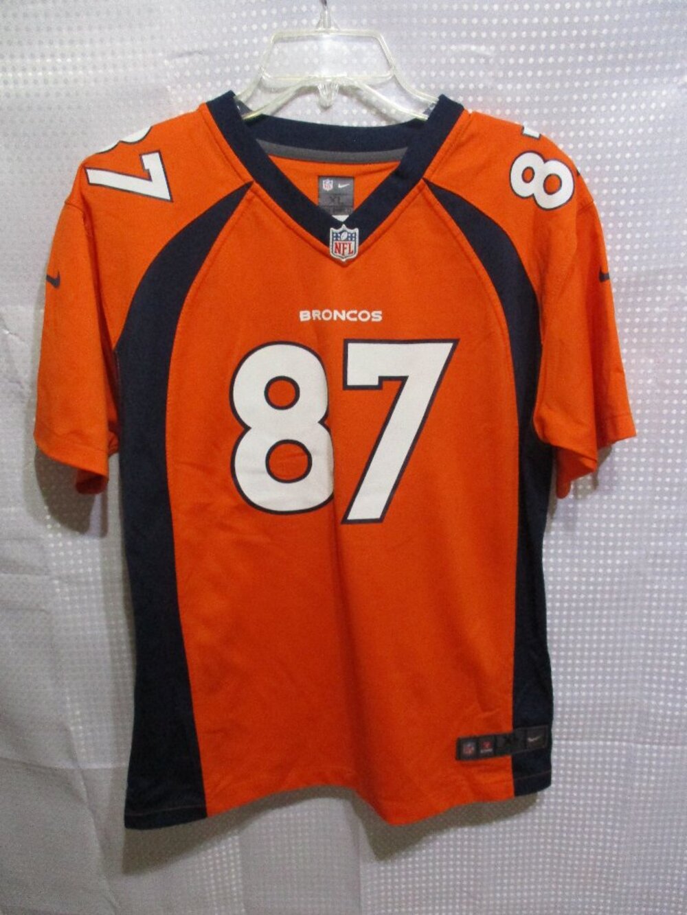 NFL Boy's On Field Eric Decker # 87 Broncos Orange/Blue Official Jersey Sz. XL